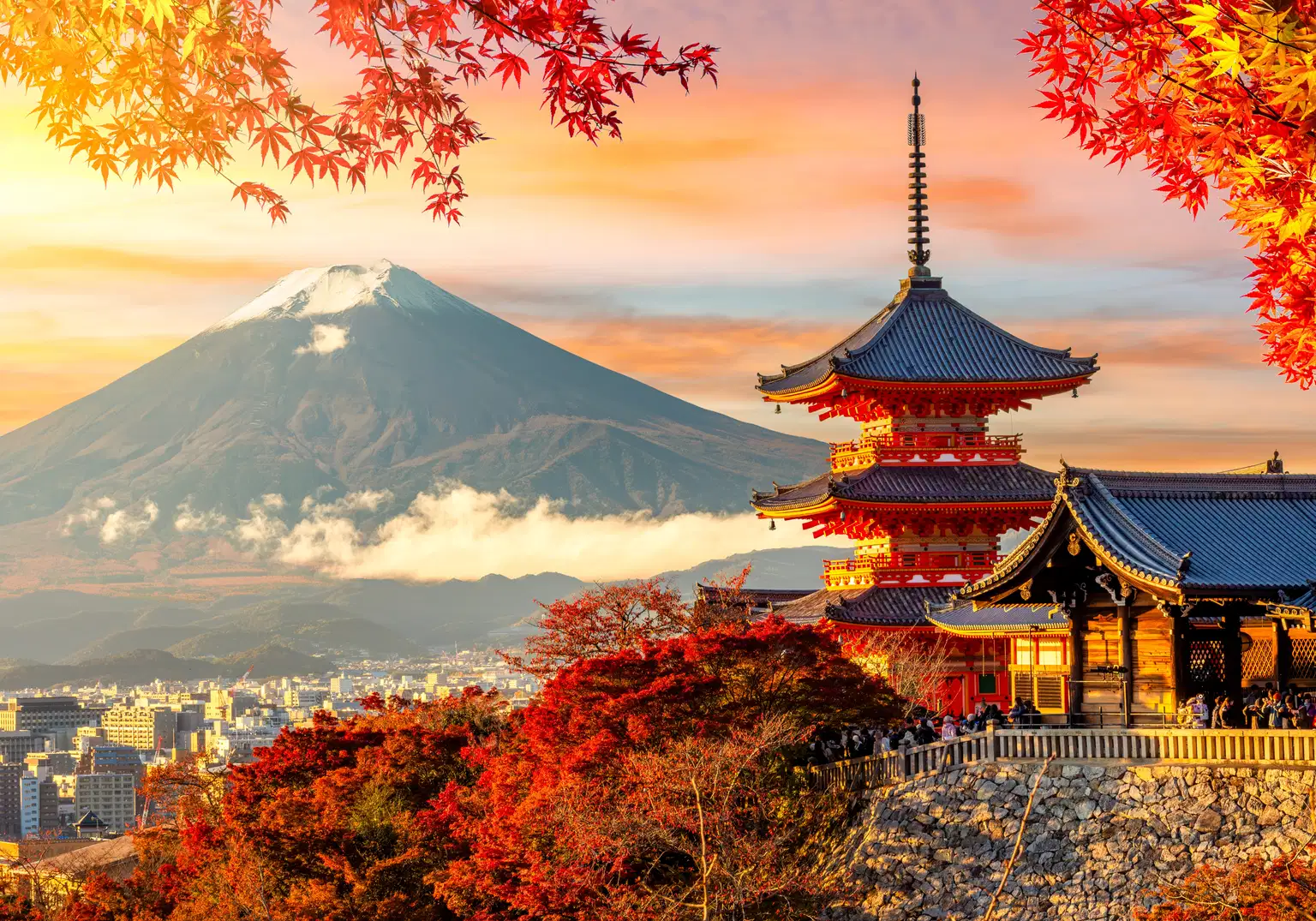 Kiyomizudera Temple in Kyoto with Mount Fuji – a cultural gem on your Japan tour