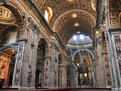 Admire the authentic interiors of the St. Peter's Basilica