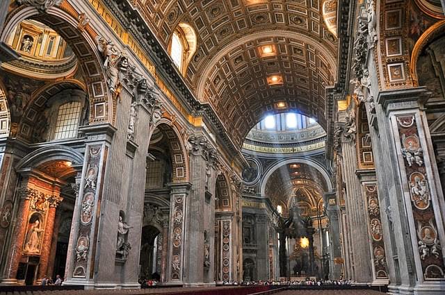 Admire the authentic interiors of the St. Peter's Basilica