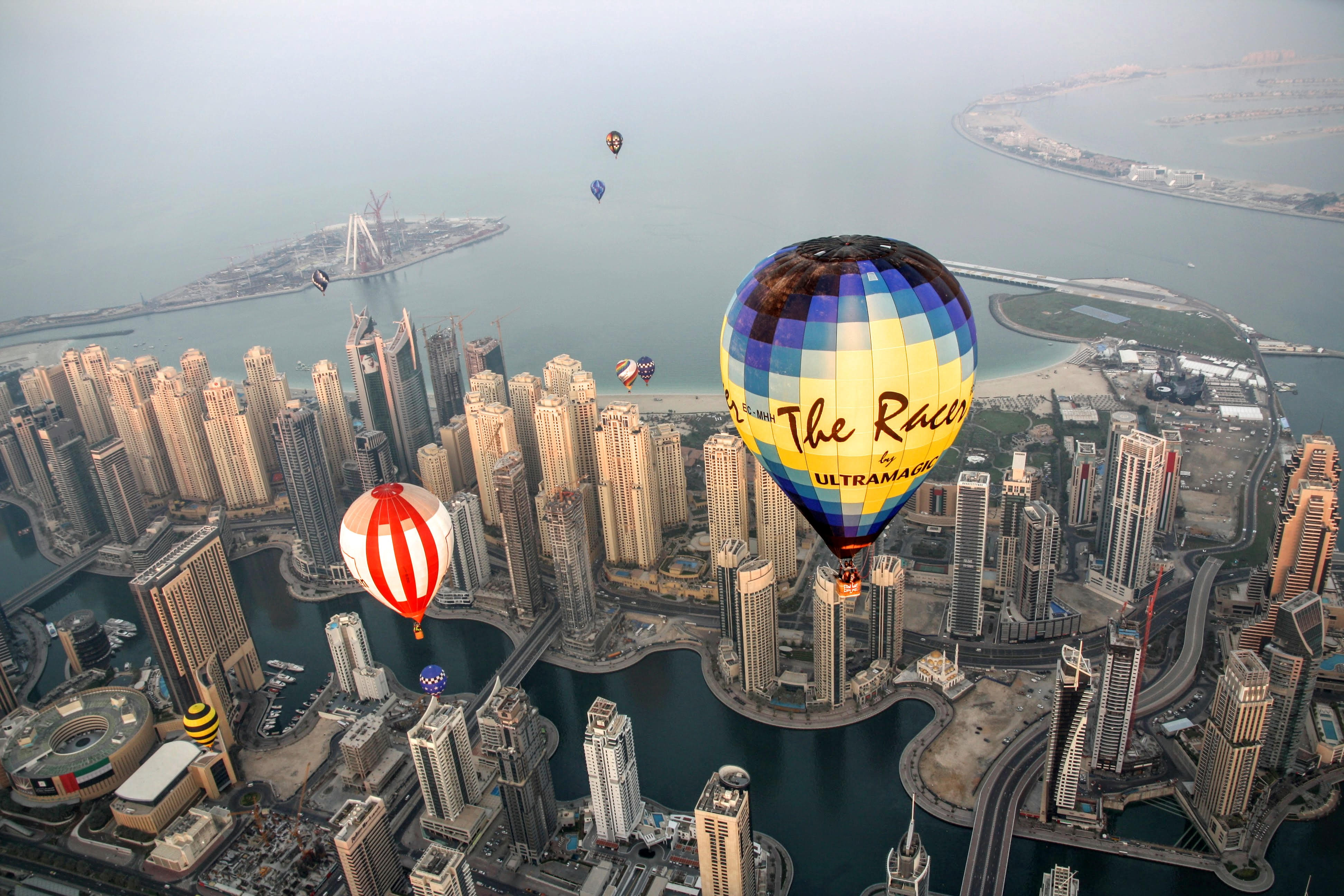 Hot Air Balloon Flight Over Dubai Buildings