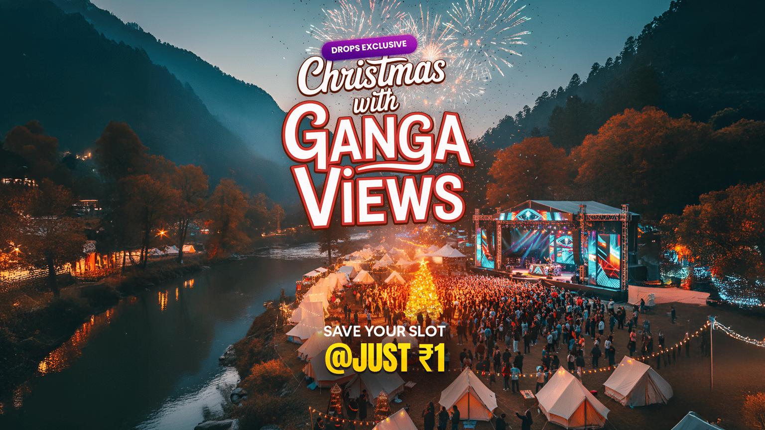 Christmas at Mountain Whispers | Riverside Party & Rafting Thrill in Rishikesh