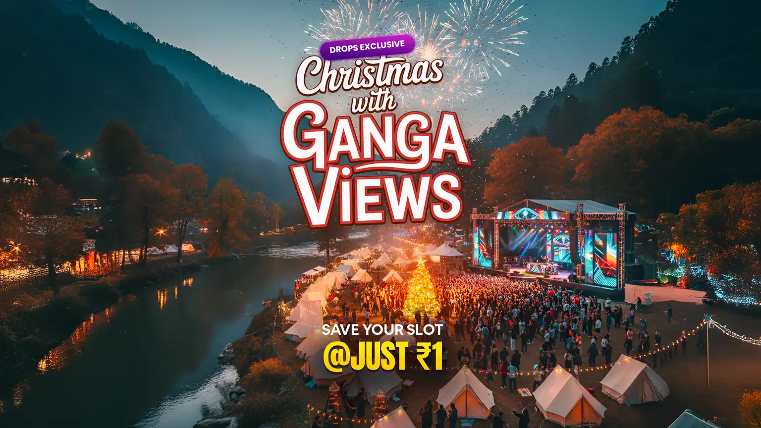 Christmas at Mountain Whispers | Riverside Party & Rafting Thrill in Rishikesh