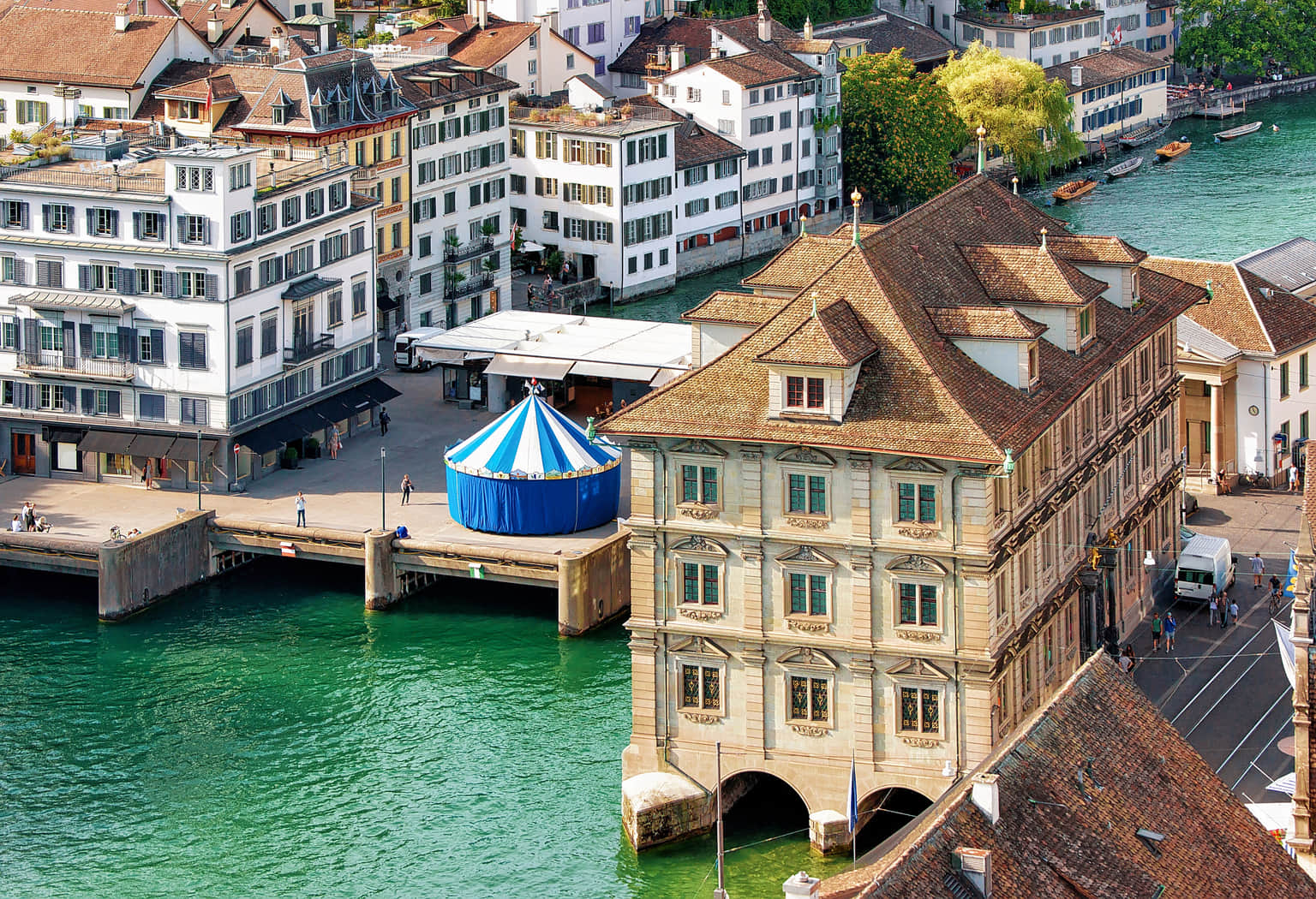 Limmatquai And The Rathaus (Town Hall), <em>Zurich</em>