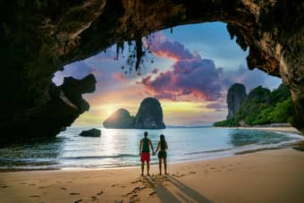 Couple admiring the view at Railay Beach, Thailand