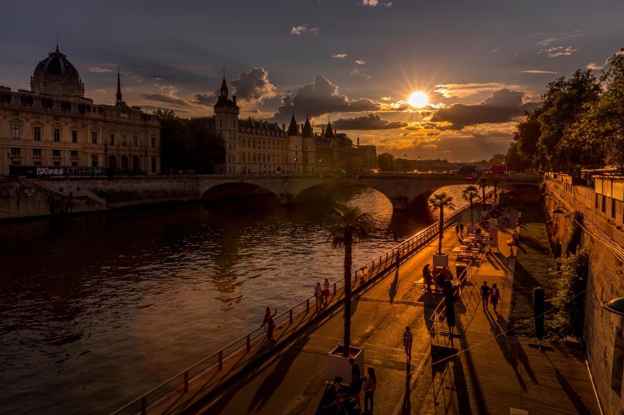 View of Seine river with Conciergerie palace