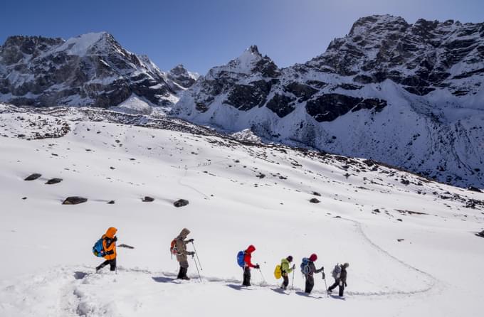 snow trekking in january