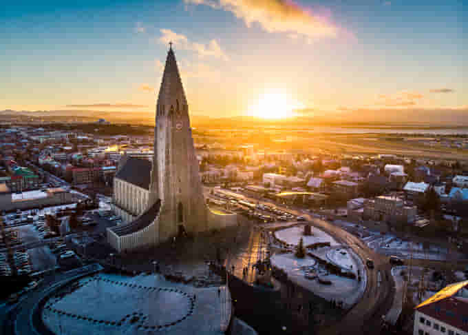 Aerial view of Reykjavik, Iceland