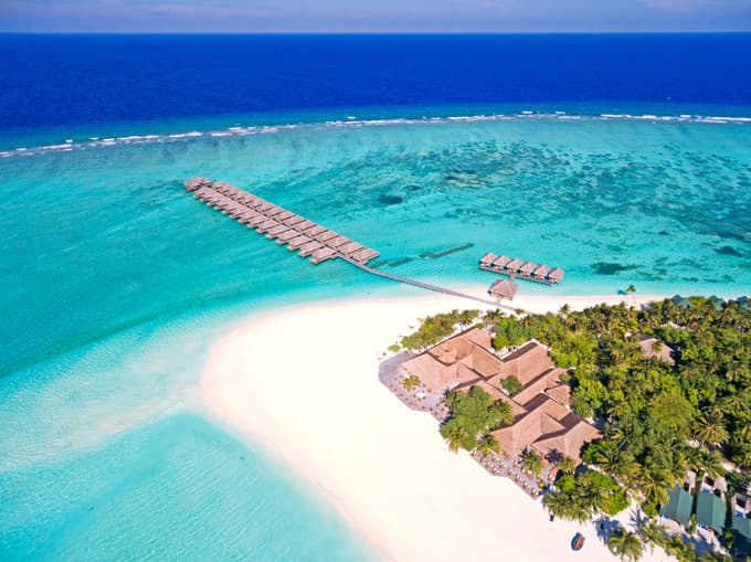 Aerial view of the Meeru Maldives Island Resort