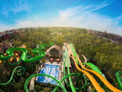 Enjoy riding numerous water slides at the Waterbom Bali park