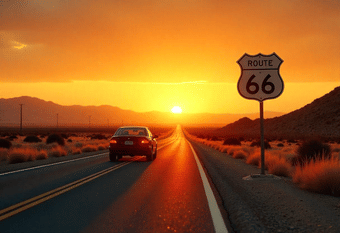 Capture stunning sunset view throughout your trip along the Route 66