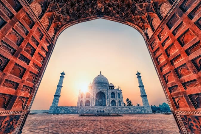 Sunrise view of Taj mahal