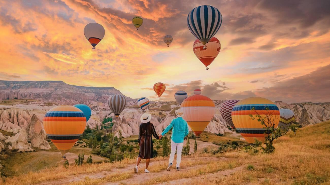 Couple admiring the views in Cappadocia