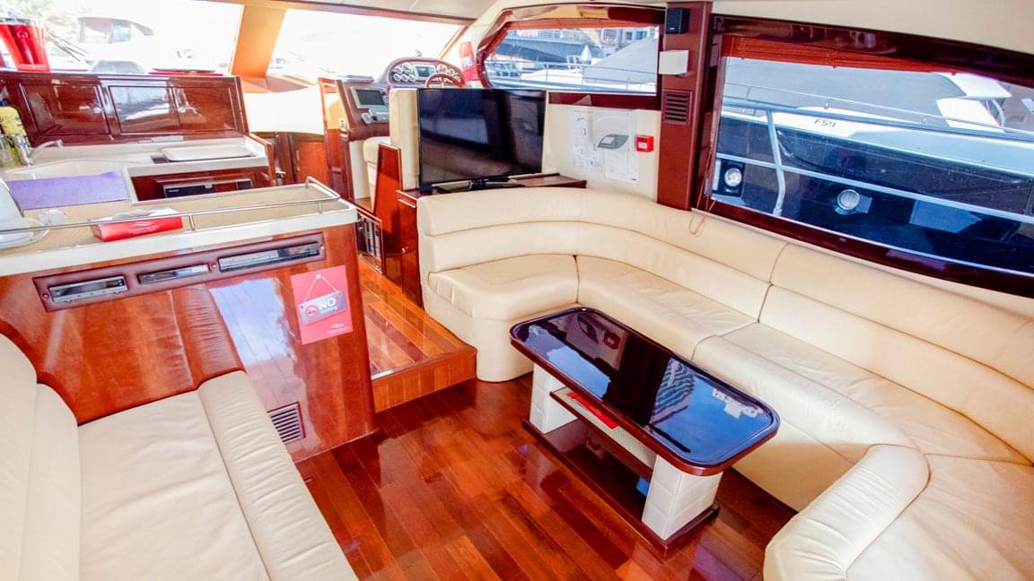 Inside seating area of 52ft Yacht
