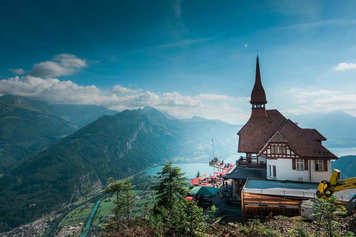 Visit the castle-like restaurant at the top of Harder Kulm