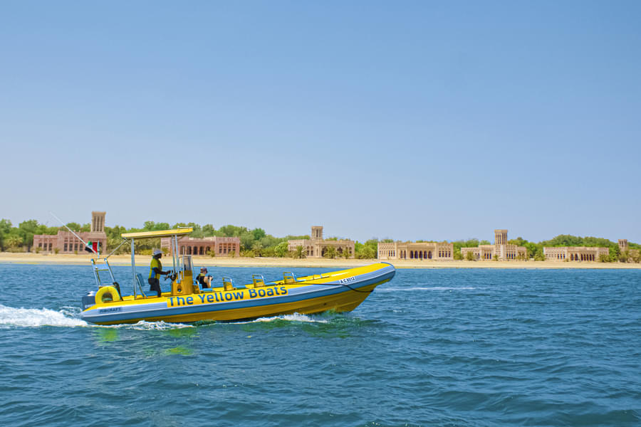 Jazeerat Al Sammaliyah Island is lined up with Arabian fort like buildings