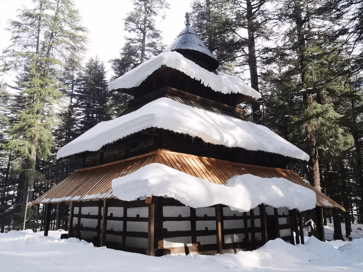 Hadimba Devi temple covered with the Snow 