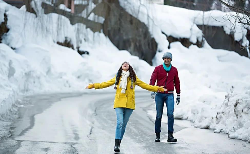 Create romantic memories in the snow covered hills with your partner