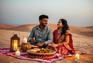 Dine in a cosy luxury candlelight setup on private dunes