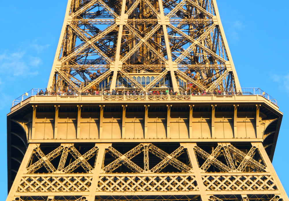 Tourists huddled at the second floor of Eiffel Tower