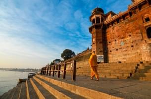 Walk down Ganga Ghats at dawn, capturing timeless beauty