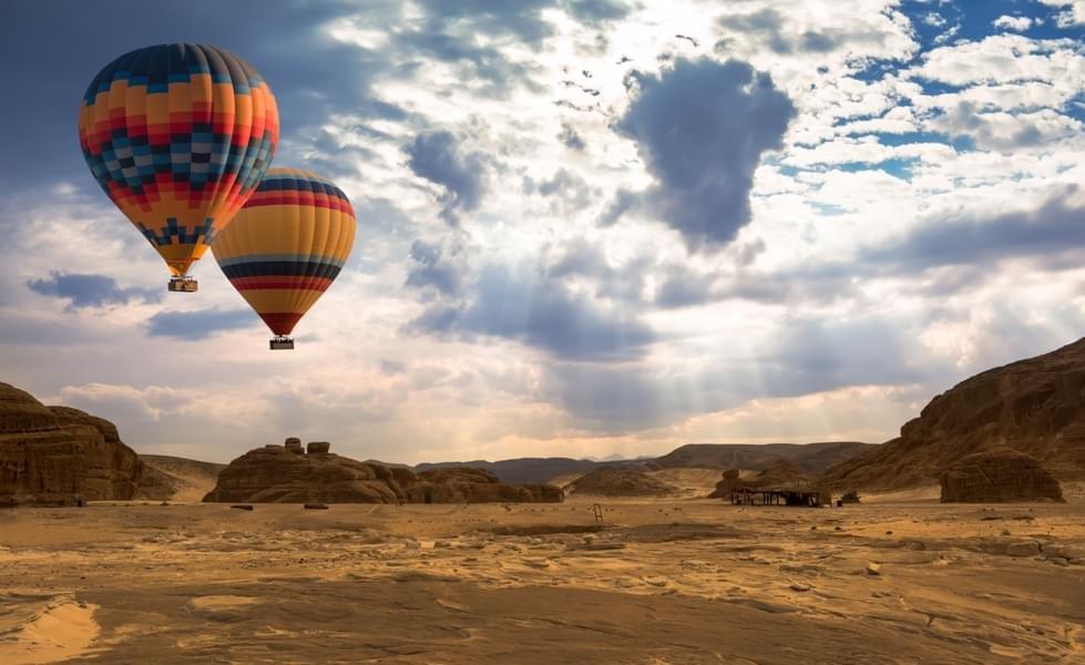 Hot Air Balloon Flying in Dubai's Clear Sky