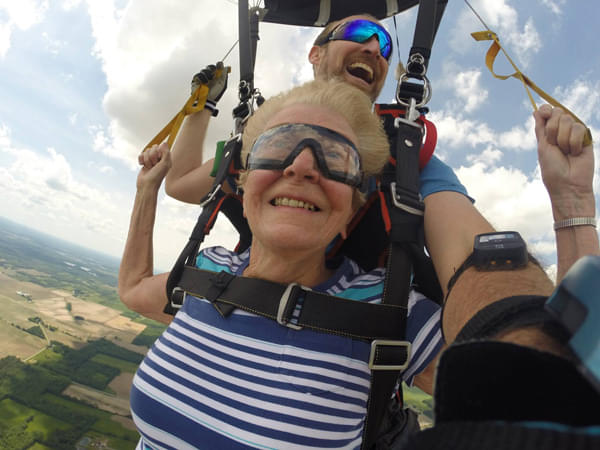 Never too old to enjoy the exhilarating experience of tandem skydiving