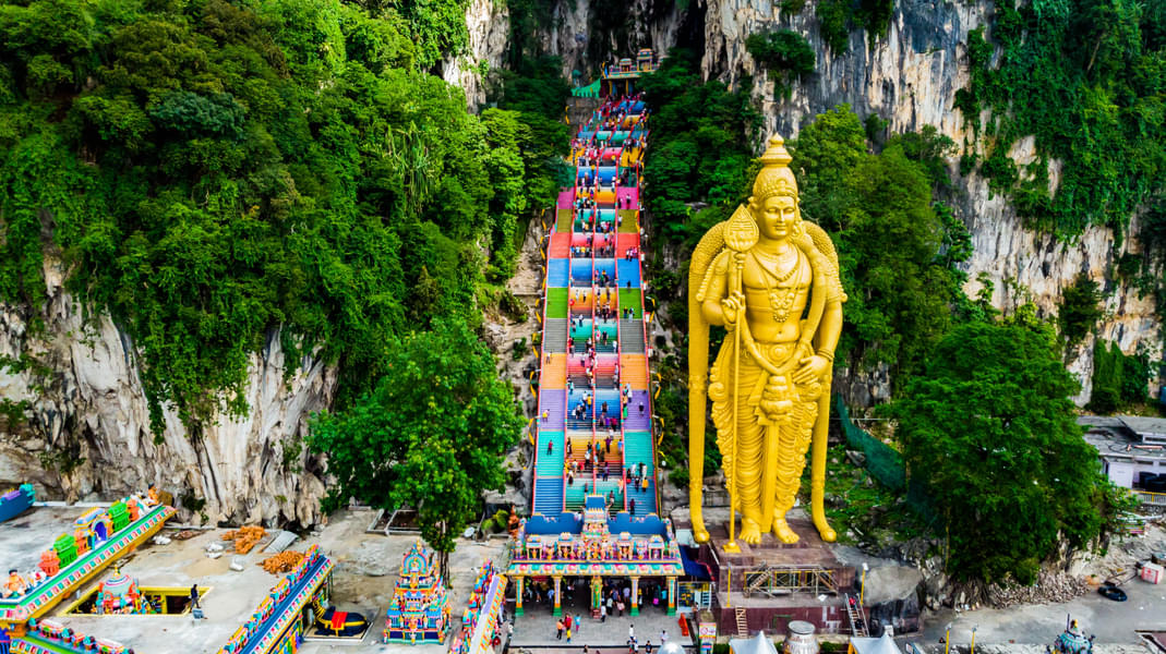 See the iconic 140 ft Lord Murugan statue at Batu Caves which is a symbol of Malaysian spirituality.