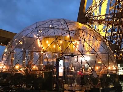 Enjoy dinner in a bubble shaped dome