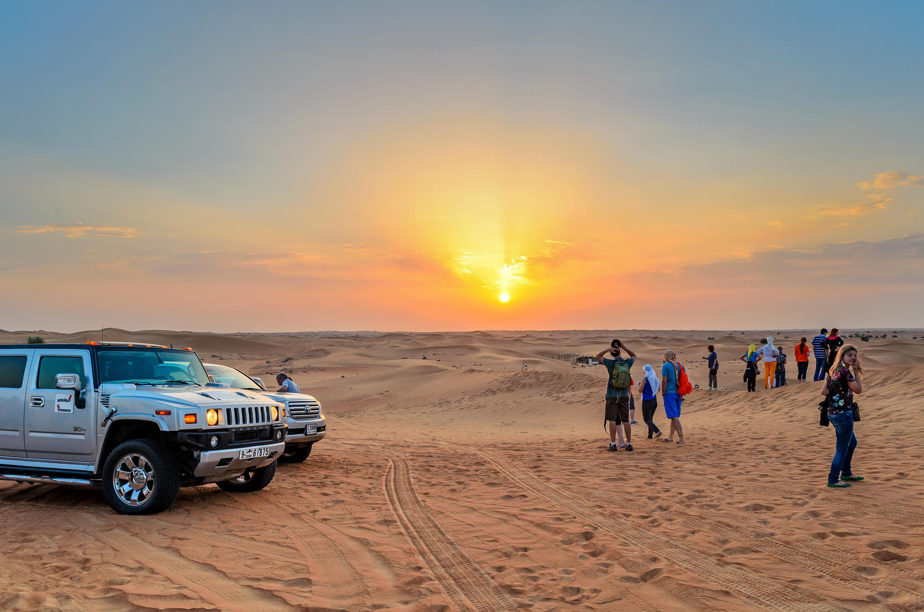 Enjoy a mesmerizing sunset over the desert horizon