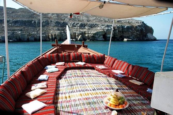 Omani Dhow with beautiful carpets and comfortable pillows