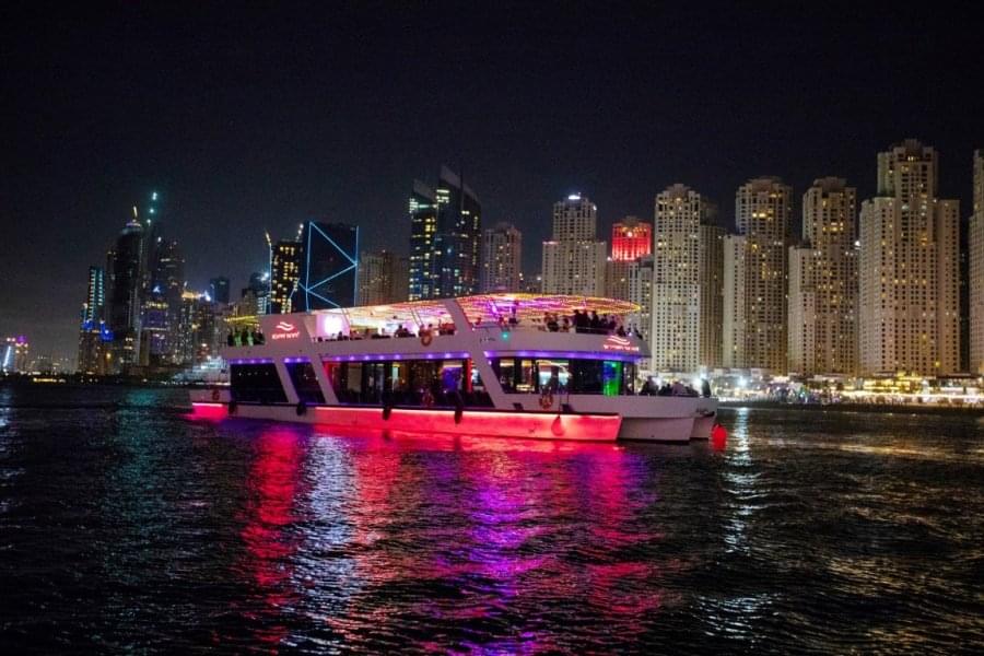 Witness the Dubai Skyline all lit up.