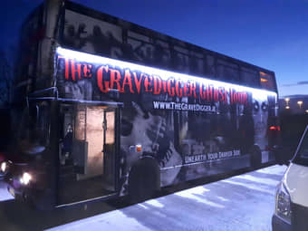 All aboard the spooky express at the The Gravedigger Ghost Tour