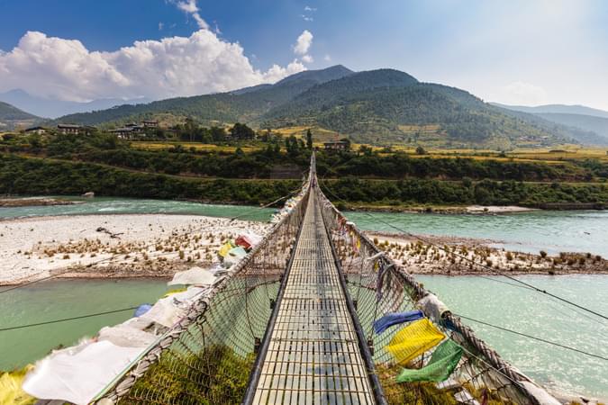 Panoramic beauty of Punakha Suspension Bridge, Bhutan
