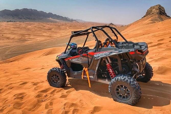 Explore the desert terrain in a guided convoy.