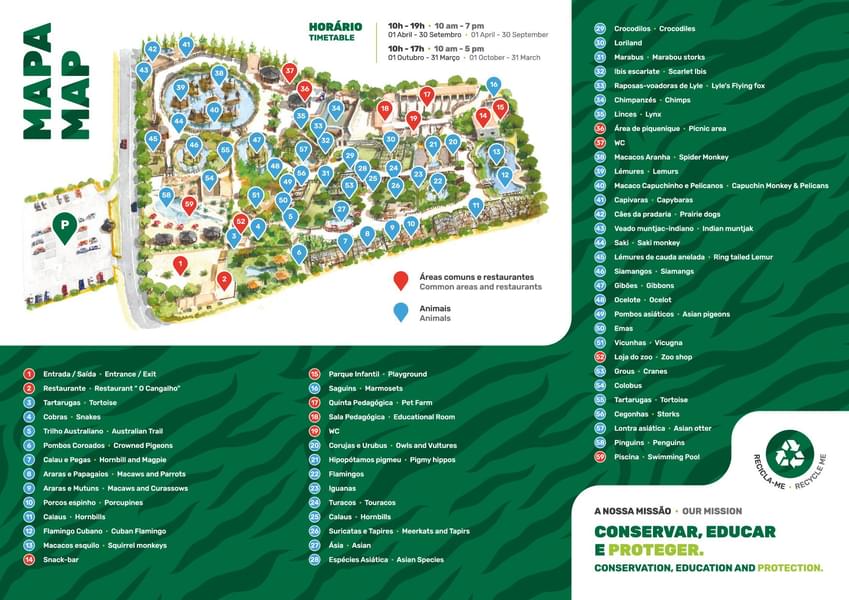 Detailed map of the zoo
