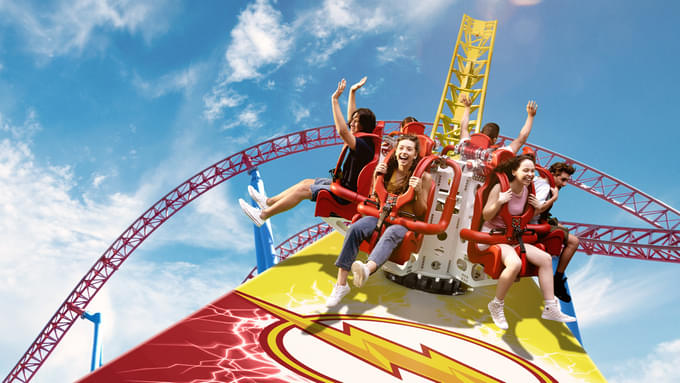 Experience high-speed thrills on The Flash: Speed Force coaster at Warner Bros Movie World