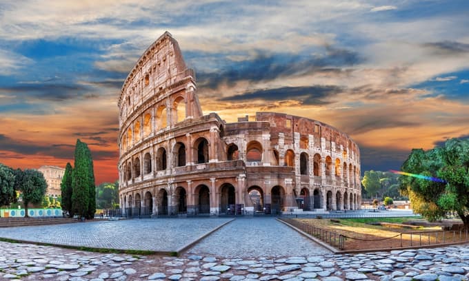 The majestic Colosseum during sunset, Rome