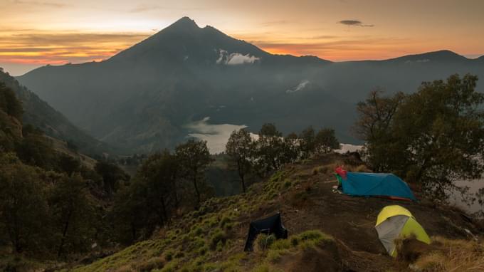 People Trekking In Mount Rinjani