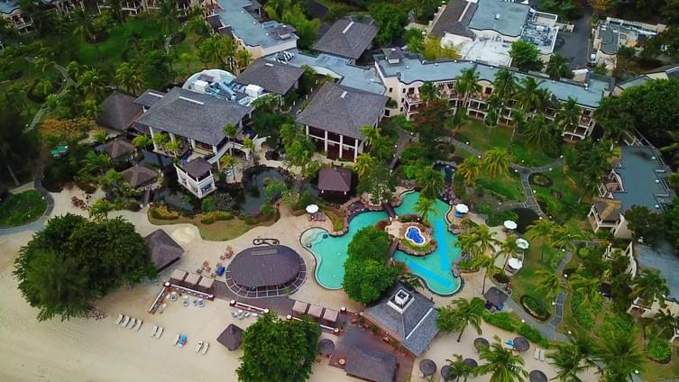 Aerial view of the stunning Sofitel Mauritius LImperial Resort and Spa