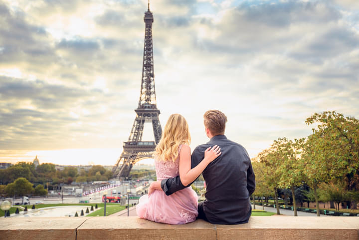 Couple at Eiffel Tower, Eiffel Tower Breakfast