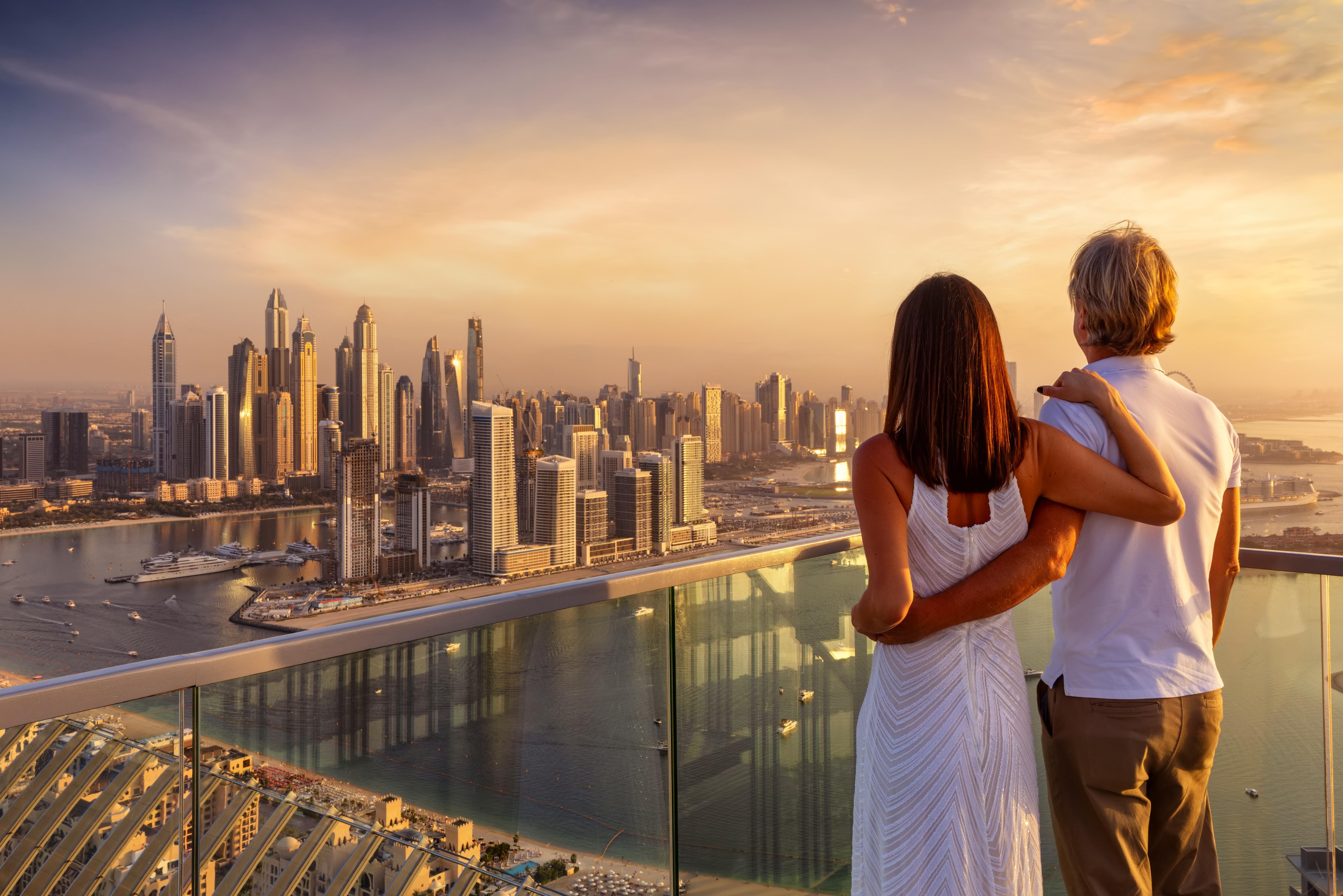 Couple admiring Dubai's skyline