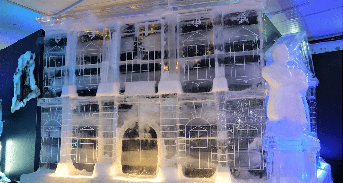 Ice Hotel Gallery decorated with ice sculptures