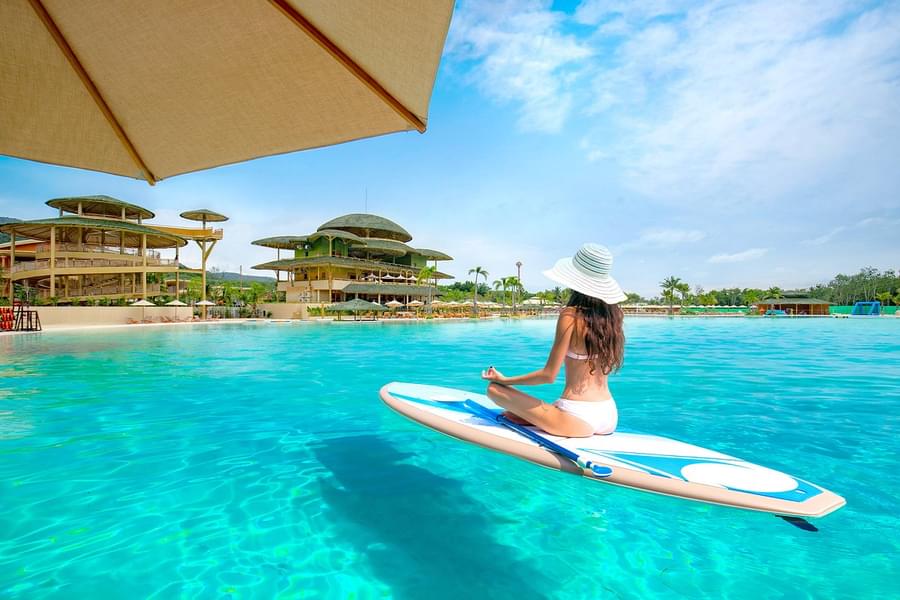 Enjoy the calm paddleboarding in the lagoon