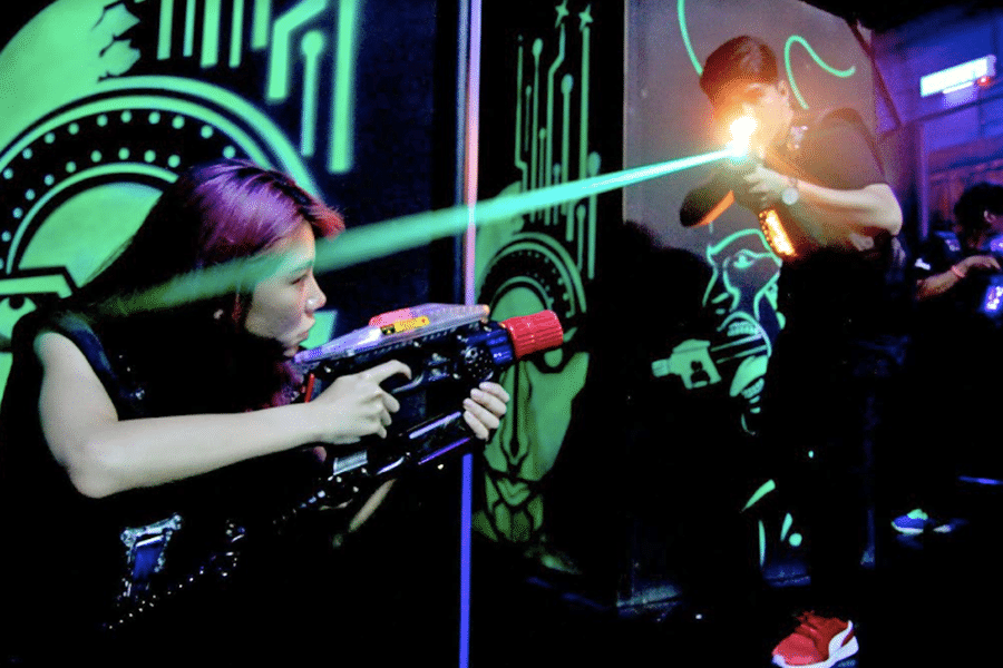 Get ready to dodge, duck, and shoot your way to victory in a laser battle