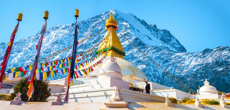 Boudhanath stupa with Himalayas in the backdrop
