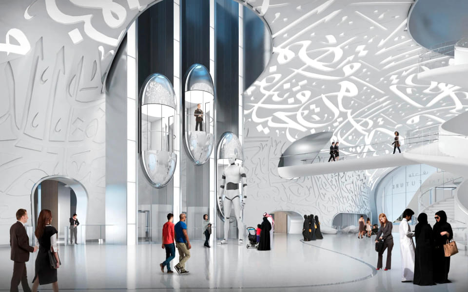Step in the futuristic bubble elevators 