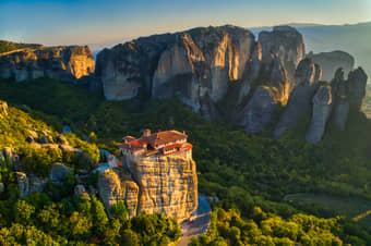 Aerial views of Meteora Monasteries