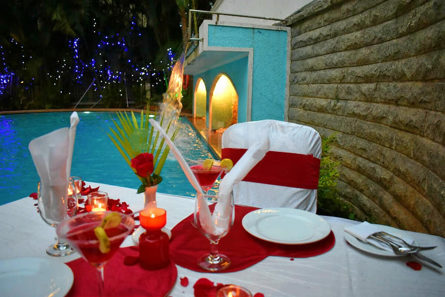 Poolside Candle Light Barbeque Dinner In Bangalore Image