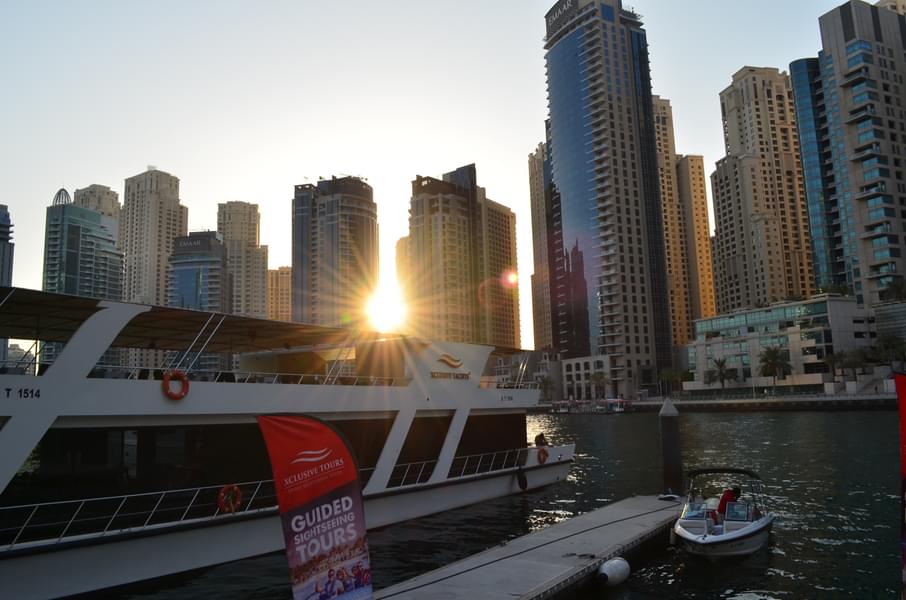 Sunset in Dubai Marina from a Yacht