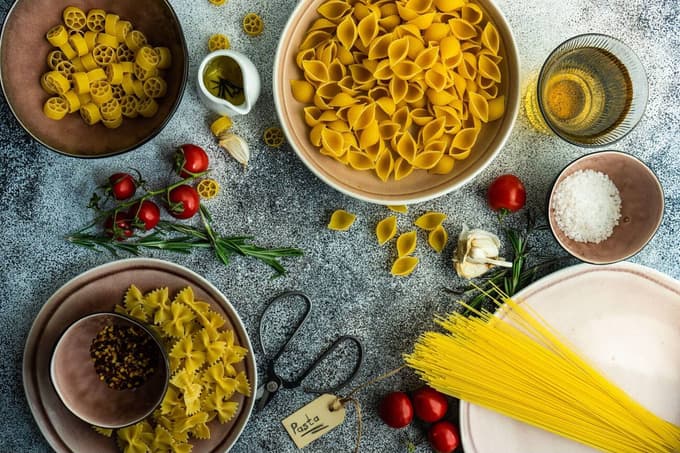 Varied pasta for cooking